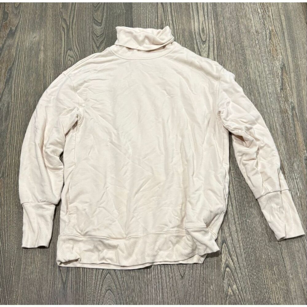 Athleta Womens Balance Cinch Turtleneck Sweatshirt Pullover Stretch Beige Sz XS